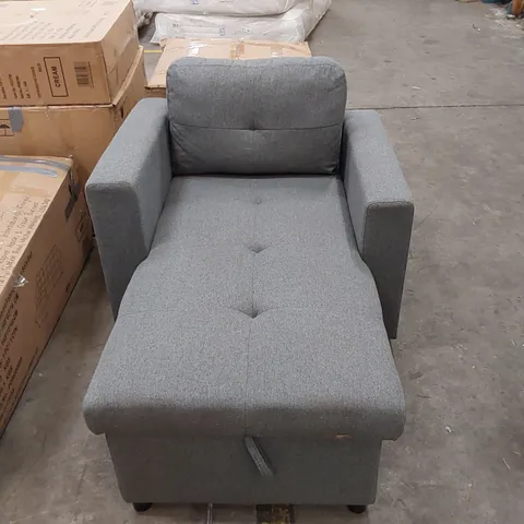 GREY FABRIC 1-SEATER LOUNGE CHAIR WITH STORAGE (1 ITEM)