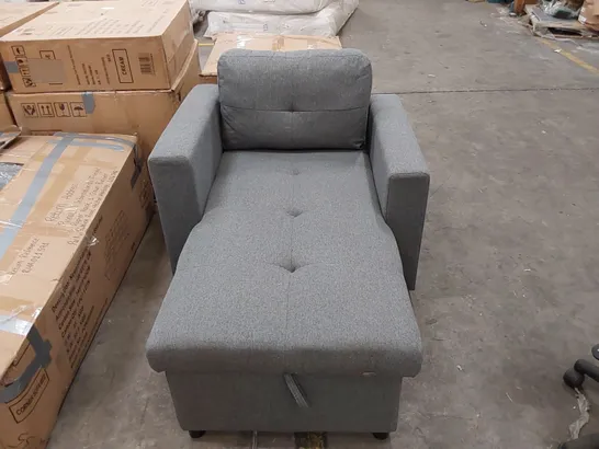 GREY FABRIC 1-SEATER LOUNGE CHAIR WITH STORAGE (1 ITEM)