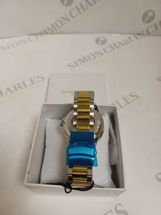 BOXED ANTHONY JAMES GENTS LIMITED EDITION TECHTONIC AUTOMATIC WATCH - STAINLESS STEEL GOLD