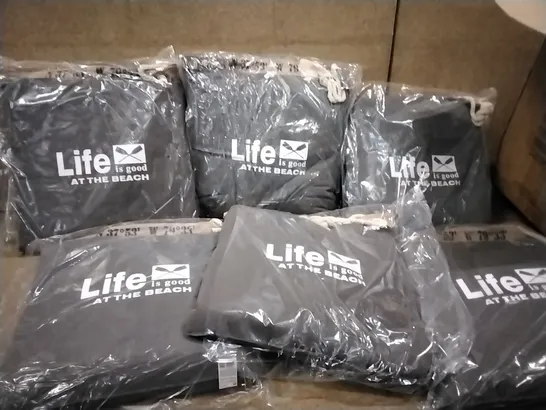 BOX OF APPROXIMATELY 10 LIFE IS GOOD AT THE BEACH SCATTER CUSHIONS