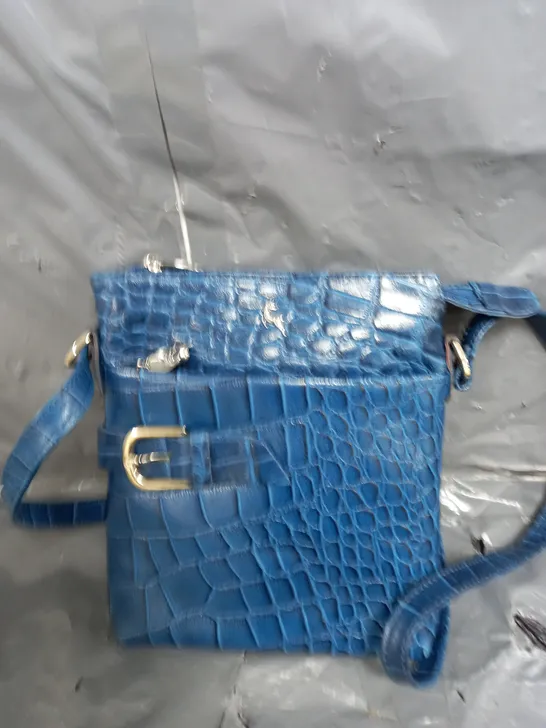 ASHWOOD LEATHER CROSSBODY BAG IN BLUE CROC