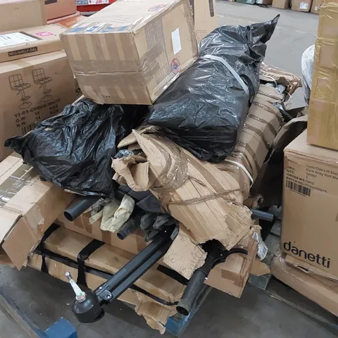 PALLET OF ASSORTED HOUSEHOLD ITEMS AND FURNITURE PARTS