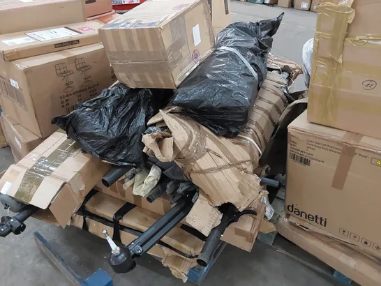 PALLET OF ASSORTED HOUSEHOLD ITEMS AND FURNITURE PARTS