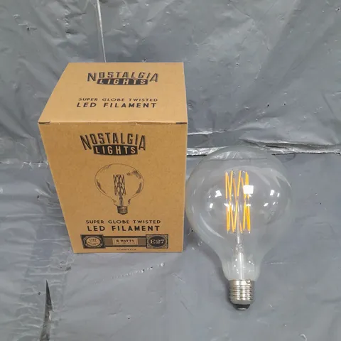 LOT OF 20 NOSTALGIA LIGHTS SUPER GLOBE TWISTED LED FILAMENT 6 WATTS DIMMABLE 