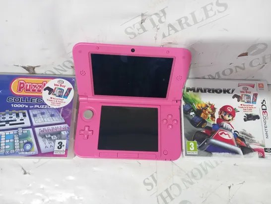 NINTENDO 3DS XL W. MARIO KART 7, & PUZZLER COLLECTION GAMES