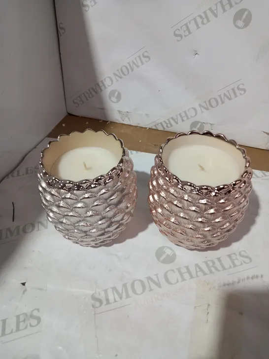 ROSE GOLD PINECONE CANDLES 2PC