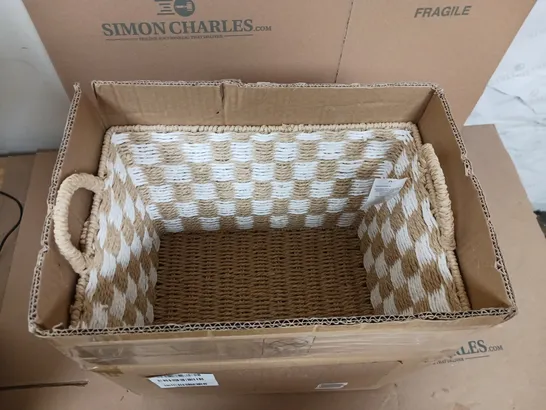 SQUARE PAPER ROPE CHECK BASKET RRP £15