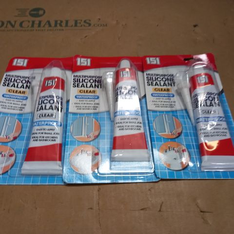 LOT OF 3 151 MULTIPURPOSE CLEAR SILICONE SEALANTS