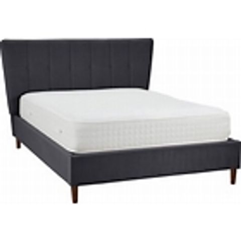 BOXED ISLA DOUBLE CHARCOAL VELVET FABRIC BEDFRAME - 2 BOXES COMPLETE 