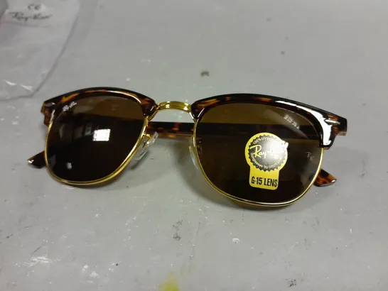 RAY BAN GLASSES WITH G-15 LENSES AND PATTERNED BROWN FRAME IN CASE 