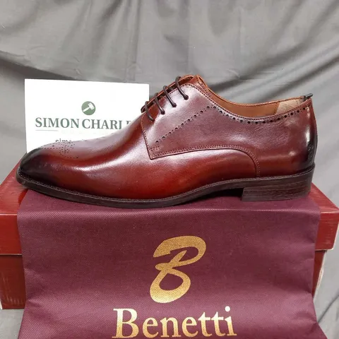 BRAND NEW BOXED BENETTI THOMAS COGNAC LEATHER SHOES SIZE 42