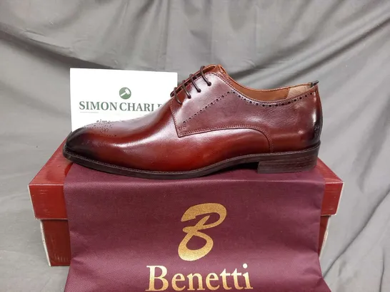 BRAND NEW BOXED BENETTI THOMAS COGNAC LEATHER SHOES SIZE 44