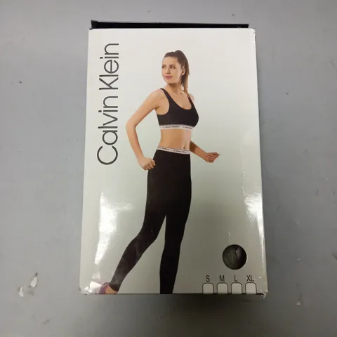BOXED CALVIN KLEIN SPORTS BRA AND LEGGINGS IN GREY - SMALL