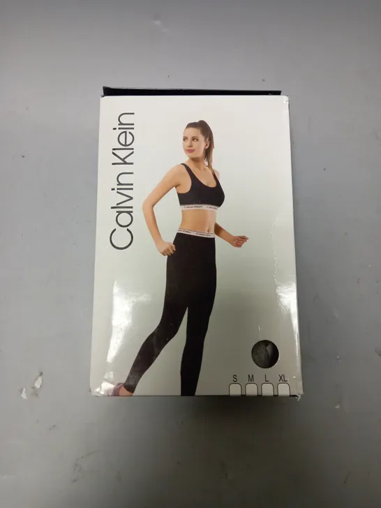 BOXED CALVIN KLEIN SPORTS BRA AND LEGGINGS IN GREY - SMALL