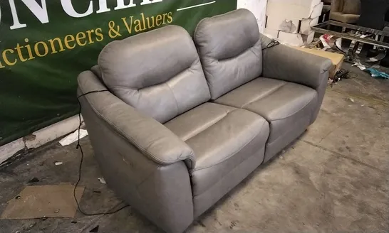 QUALITY BRITISH DESIGNED & MANUFACTURED G PLAN GREY LEATHER 3 SEATER ELECTRIC  RECLINING SOFA