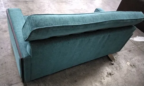 QUALITY BRITISH DESIGNER G PLAN MANUFACTURED VINTAGE 59 RR SMALL SOFA - FLECK BLUE FABRIC 