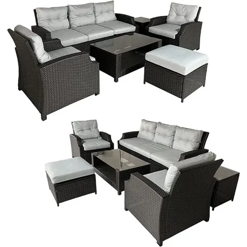 BOXED COOPERTOWN 6-PERSON GARDEN LOUNGE SET WITH CUSHIONS - GREY (2 BOXES)