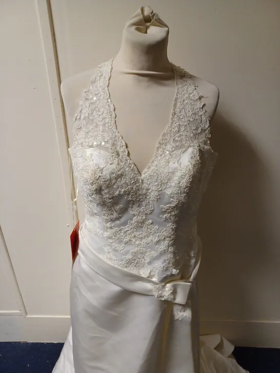 ROSETTA NICOLINI IVORY FLORAL PATTERN SEQUIN WEDDING DRESS SIZE 12