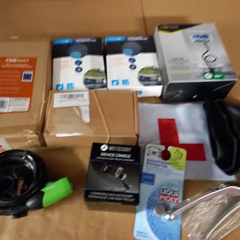 LOT OF 11 ASSORTED ITEMS TO INCLUDE VEHICLE DEHUMIDIFIERS, CAR JUMP STARTER AND CABLE LOCK