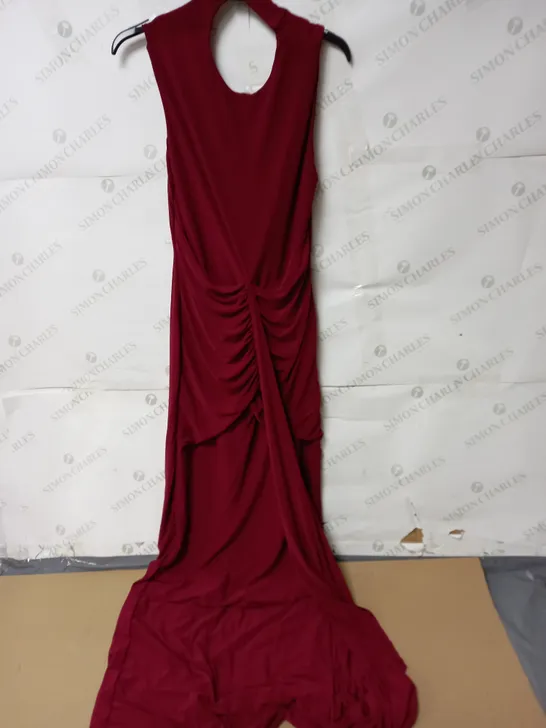 CLUB OF LONDON BERRY HIGH NECK GATHERED MAXI DRESS WITH DRAPE BERRY - UK 12