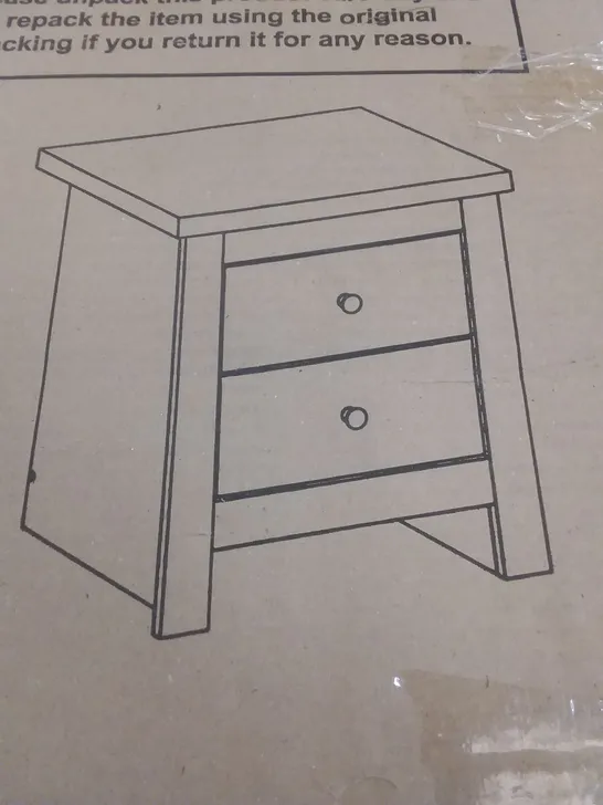 BOXED 2 DRAWER BEDSIDE CABINET - LIGHT GREY