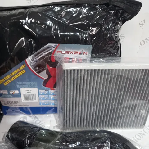 LOT OF ASSORTED ITEMS TO INCLUDE - SEAT COVERS - FILTER - HEAT PIPES / COLLECTION ONLY 