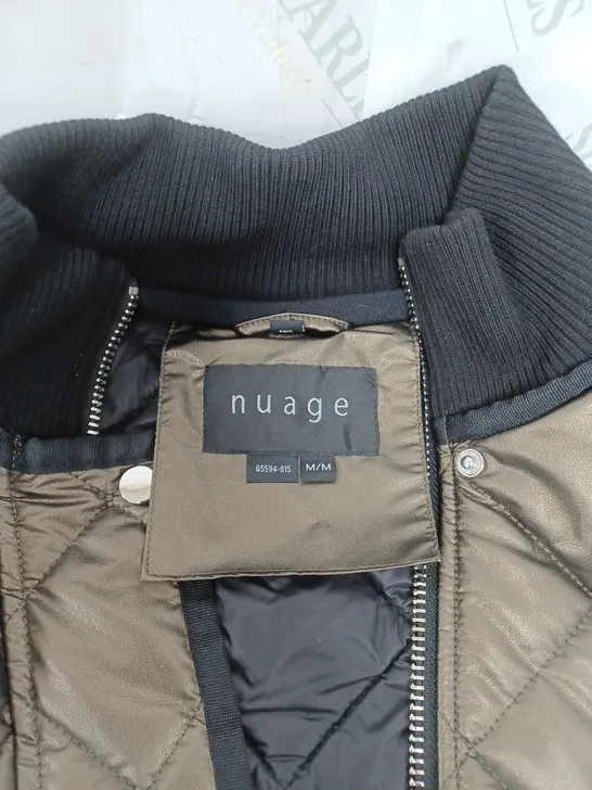 NUAGE LONG PADDED COAT. ZIP AND POPPER FASTENING. 2 FRONT POCKETS. GOLD SIZE MEDIUM