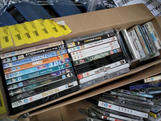 TWO BOXES, APPROXIMATELY 55 ASSORTED DVD's & CD's