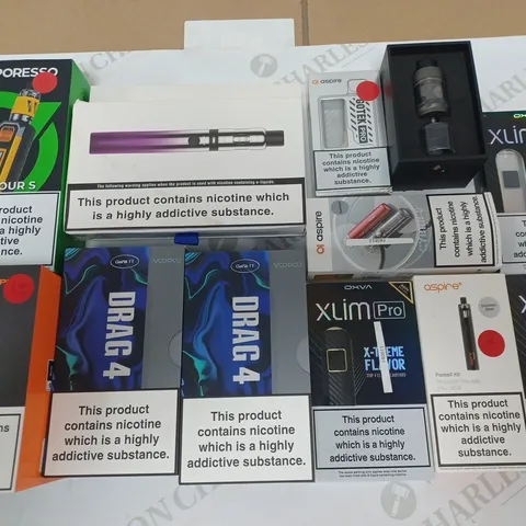LOT OF APPROXIMATELY 20 ASSORTED E-CIGARETTES AND PARTS TO INCLUDE VAPORESSO, INNOKIN AND GEEKVAPE