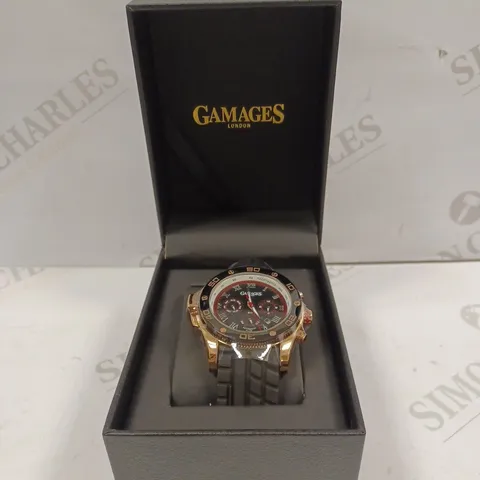 GAMAGES OF LONDON LIMITED EDITION HAND ASSEMBLED DRIVER AUTOMATIC ROSE GOLD WATCH