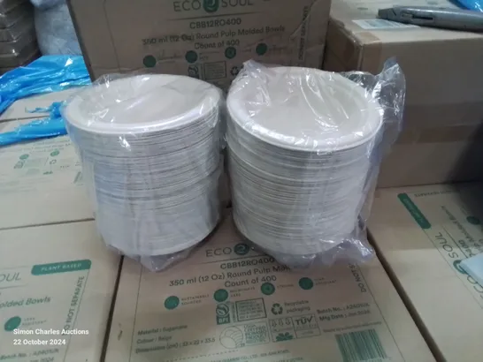 PALLET CONTAINING LARGE AMOUNT OF PULP MOULD 12OZ ROUND DISPOSABLE BOWLS