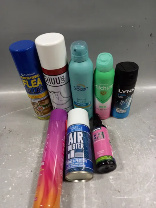 APPROXIMATELY 15 ASSORTED AEROSOLS TO INCLUDE LYNX DEODORANT, FLEA KILLER, AFTERSUN MIST ETC - COLLECTION ONLY 