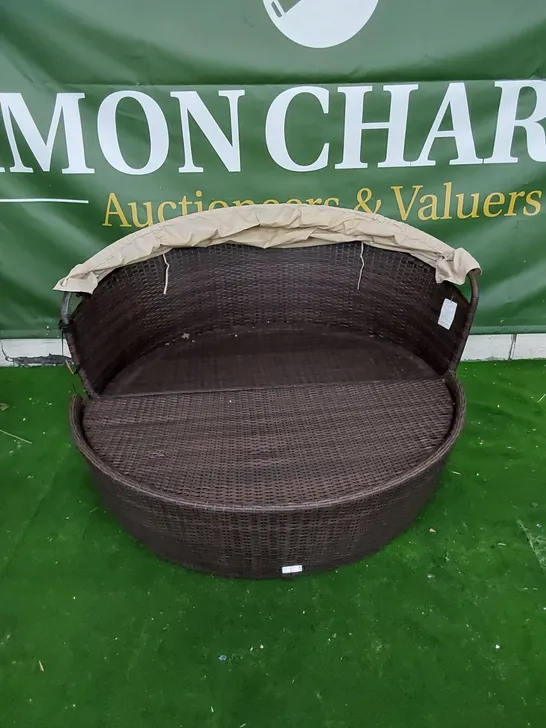 DESIGNER BROWN RATTAN GARDEN/PATIO RELAXATION SEAT UNIT 