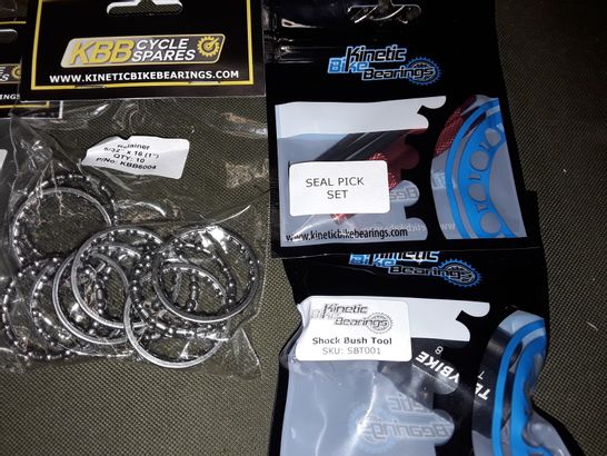 LOT OF 10 ASSORTED CYCLING ITEMS TO INCLUDE VARIOUS BEARINGS AND SEAL PICK SET