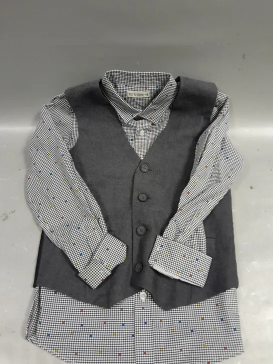 KITE & COSMIC CHILDRENS DOTTED SHIRT & WAISTCOAT SET - 7-8YRS 