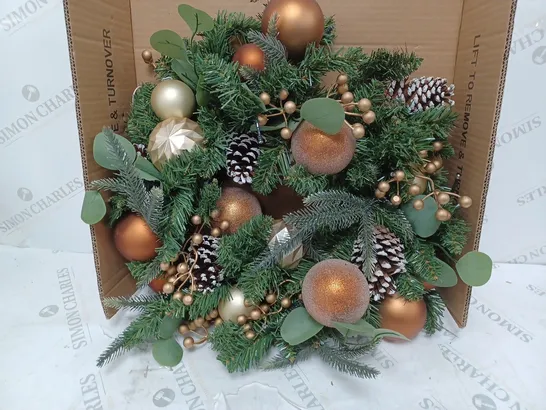 COPPER AND GOLD PRE-LIT FESTIVE WREATH RRP £39.99