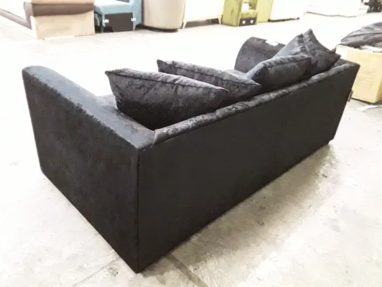 QUALITY DESIGNER ROMELIA 3 SEATER SOFA - BLACK VELVET  