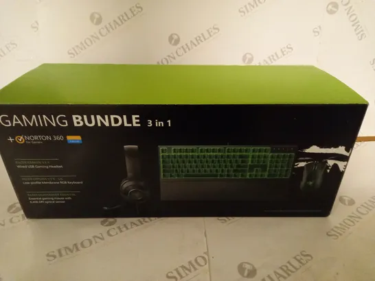 BRAND NEW BOXED RAZER GAMING BUNDLE 3 IN 1 TO INCLUDE USB GAMING HEADSET, MEMBRANE RGB KEYBOARD AND ESSENTIAL GAMING MOUSE