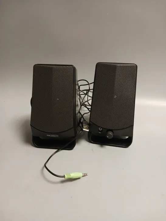 BOXED PAIR OF MAJORITY DESKTOP SPEAKERS IN BLACK