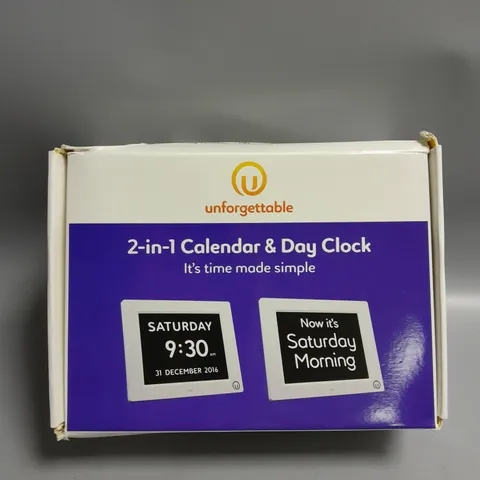 BOXED UNFORGETTABLE 2-IN-1 CALENDAR AND DAY CLOCK