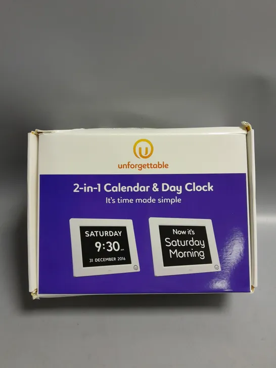 BOXED UNFORGETTABLE 2-IN-1 CALENDAR AND DAY CLOCK