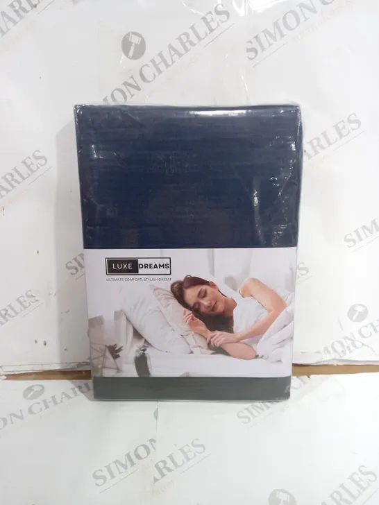 LUXE DREAMS DARK BLUE FITTED SHEET SIZE SINGLE