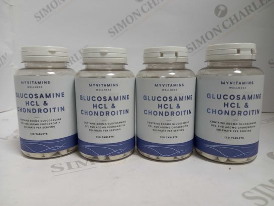 LOT OF 4 MYVITAMINS GLUCOSAMINE HCL & CHONDROITIN (4 X 120 TABLETS)