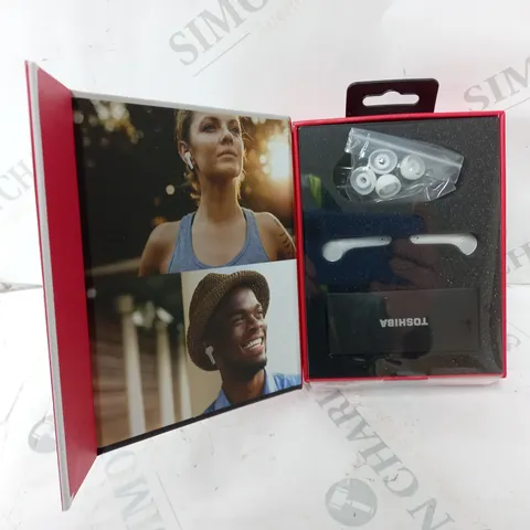 BOXED TOSHIBA AIR PRO CORD FREE EARBUDS IN WHITE