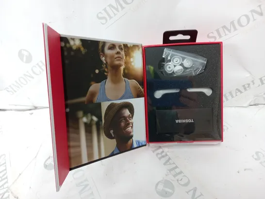 BOXED TOSHIBA AIR PRO CORD FREE EARBUDS IN WHITE