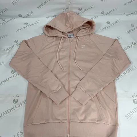 GYMSHARK ZIP THROUGH HOODIE IN BLUSH PINK SIZE XS