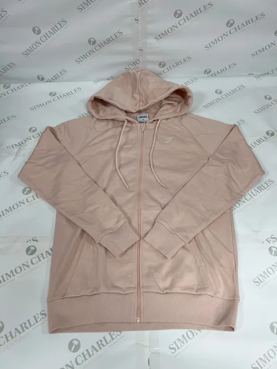 GYMSHARK ZIP THROUGH HOODIE IN BLUSH PINK SIZE XS