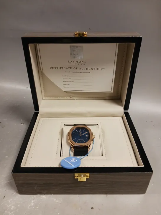 MENS RAYMOND GAUDIN WATCH – 316 STAINLESS STEEL CASE – JPN MOVEMENT – BLUE DIAL – RUBBER STRAP – 5 ATM WATER RESISTANT