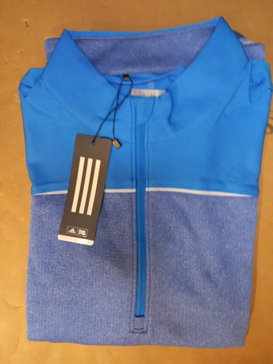 ADIDAS QUARTER ZIP GOLF JUMPER IN BLUE UK SIZE S