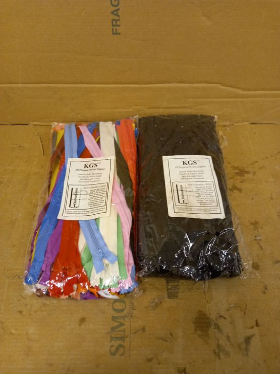 LOT OF 2 BAGS OF KGS ALL PURPOSE NYLON ZIPPERS 